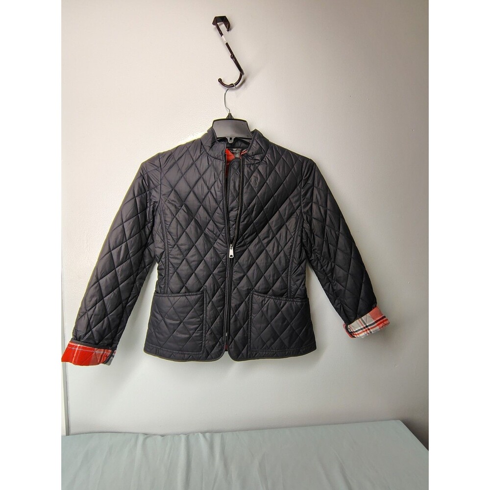 L.L.Bean Signature Women's Black Quilted Zip Lined Short Jacket Size 4